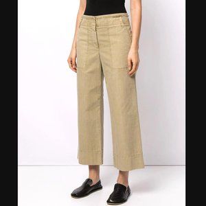 Proenza Schouler NWT $395 Wide Leg Pants Washed Cotton Culotte Khaki Chino Sz 2